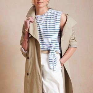 BANANA REPUBLIC Top Size L Cotton Slub Malibu Tee Stripe Tie Front
